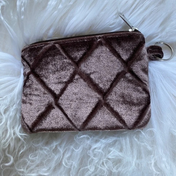 Anthropologie Brown Velvet Keychain Pouch - Picture 1 of 2
